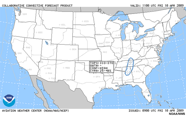 Collaborative Convective Forecast Product for April 10, 2009, issued at 09Z