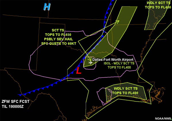ZFW surface forecast issued by Dallas CWSU on Sep 18, 2011