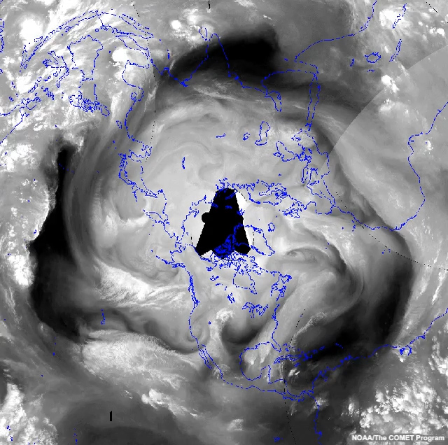 Animation of Northern Hemisphere water vapour imagery from Jan 6 through Jan 18, 2013.