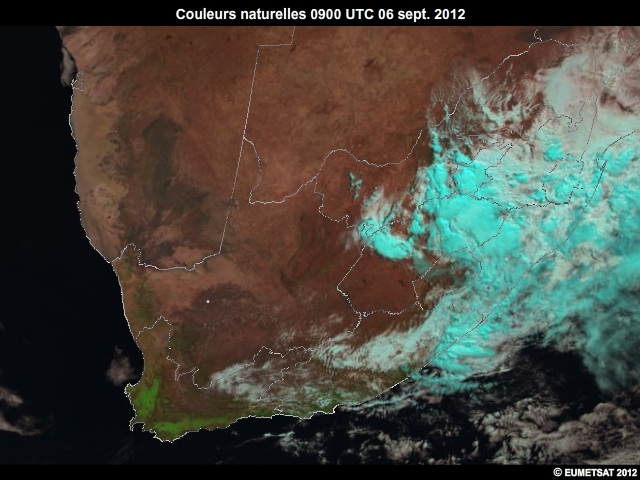 Imagerie EUMETSAT en couleurs naturelles, 6 sept. 2012, 0700  0900 UTC