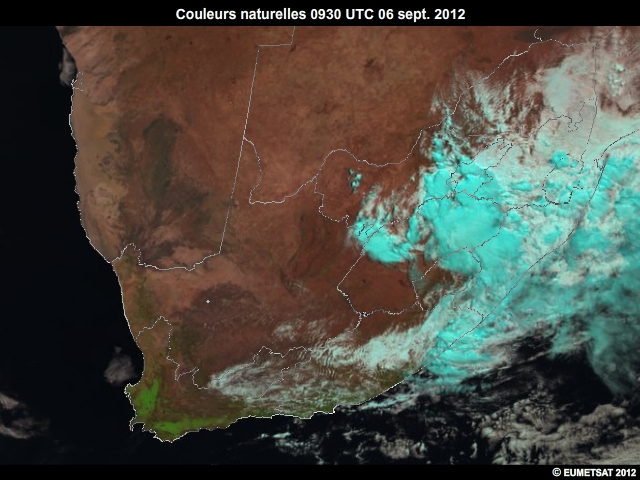 Imagerie EUMETSAT en couleurs naturelles, 6 sept. 2012, 0930  1145UTC
