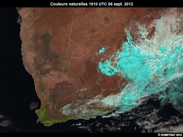 Imagerie EUMETSAT en couleurs naturelles, 6 sept. 2012, 0930  1145 UTC
