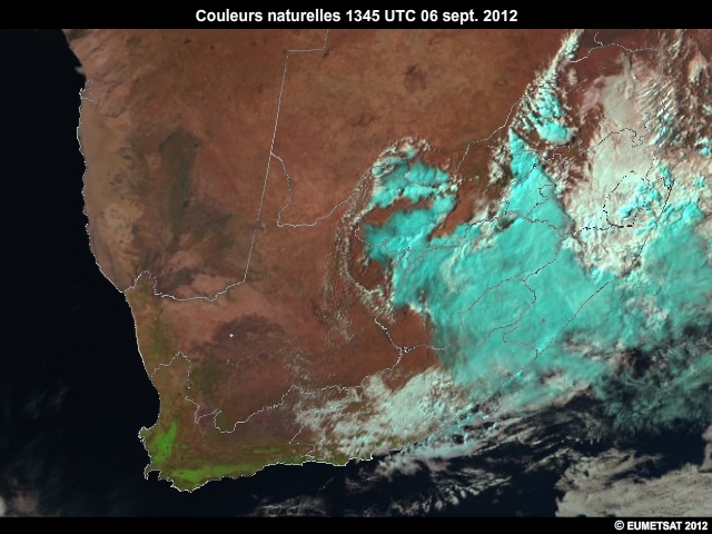 Imagerie EUMETSAT en couleurs naturelles, 6 sept. 2012, 1300  1500 UTC
