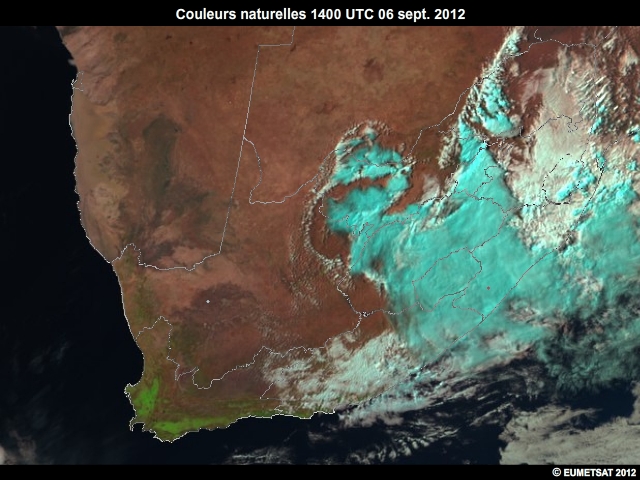Imagerie EUMETSAT en couleurs naturelles, 6 sept. 2012, 1300  1500 UTC