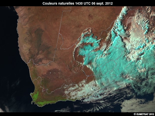 Imagerie EUMETSAT en couleurs naturelles, 6 sept. 2012, 1300  1500 UTC