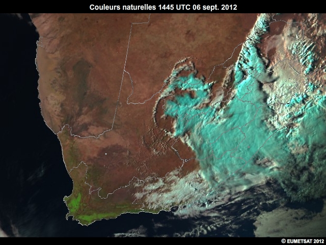 Imagerie EUMETSAT en couleurs naturelles, 6 sept. 2012, 1300  1500 UTC