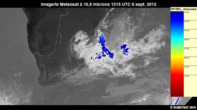 Imagerie infrarouge pour l'Afrique australe, 6 sept. 2012, 1300  1500 UTC