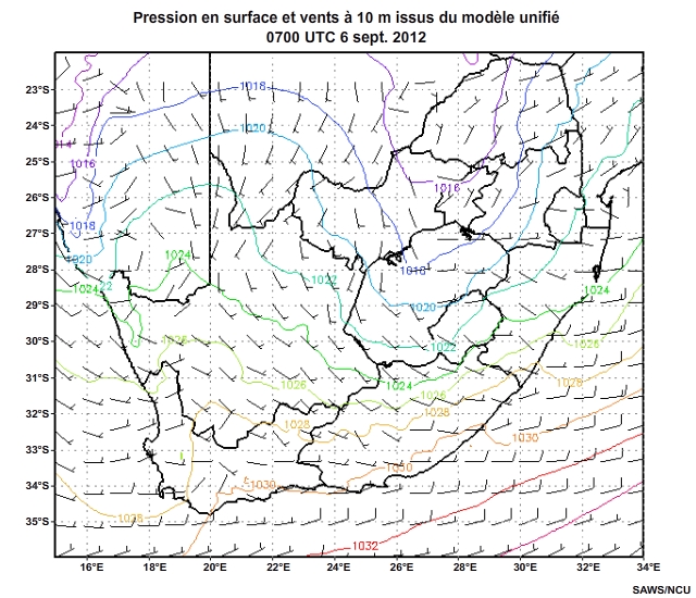 Animation des analyses en surface du modle, 6 sept. 2012, 0700  1500UTC