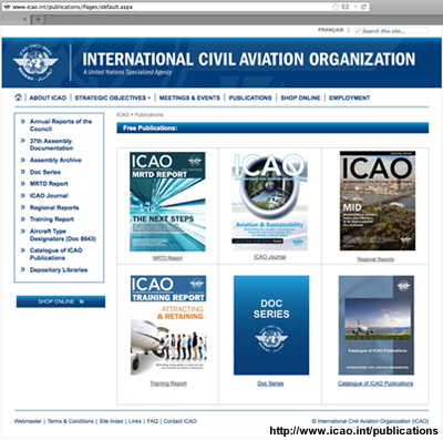 Página de publicaciones de la OACI.