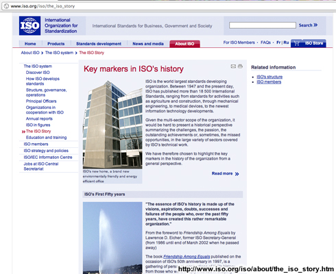 Página web con la historia de la ISO