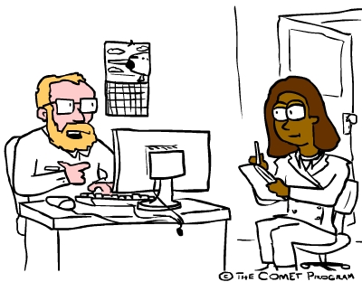 Ilustración de una auditoría interna o reunión con una empleada.