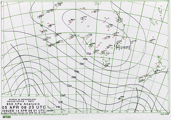 850 hPa hand analysis