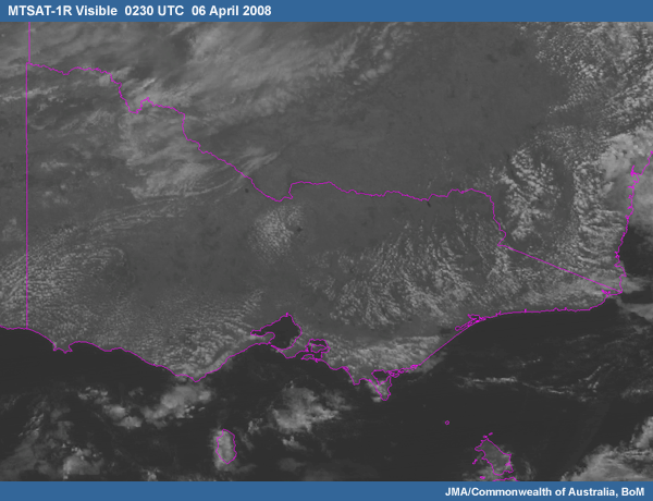 Satellite image: MTSAT-1R Visible for 0230UTC on 06 April 2008 over Australia