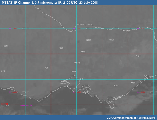 MTSAT-1R Channel 3, 3.7-micron IR