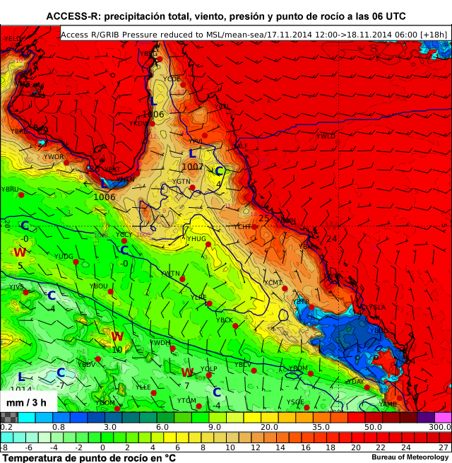 ACCESS-R: precipitaciones a las 06 UTC