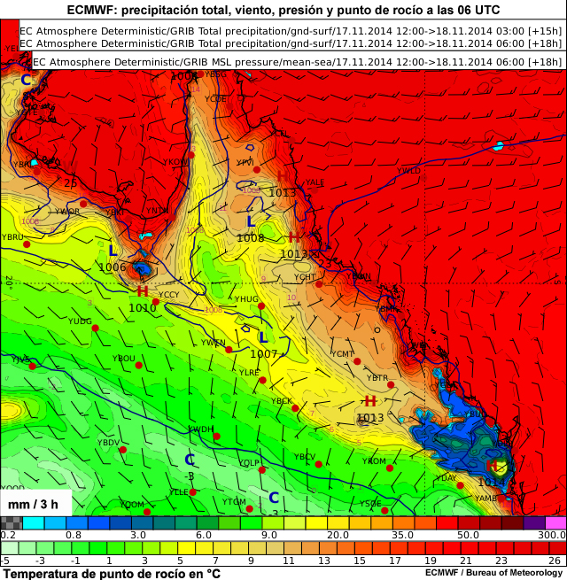 ECMWF: precipitaciones a las 06 UTC