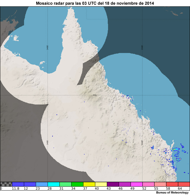 Mosaico radar para las 03 UTC del 18 de noviembre de 2014