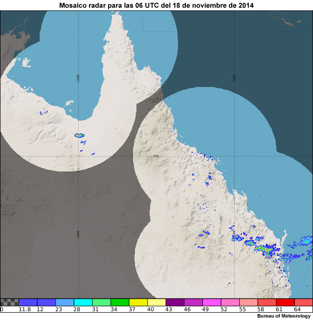 Mosaico radar para las 06 UTC del 18 de noviembre de 2014