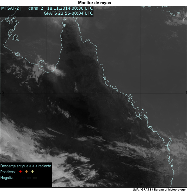 Imagen satelital con datos de rayos