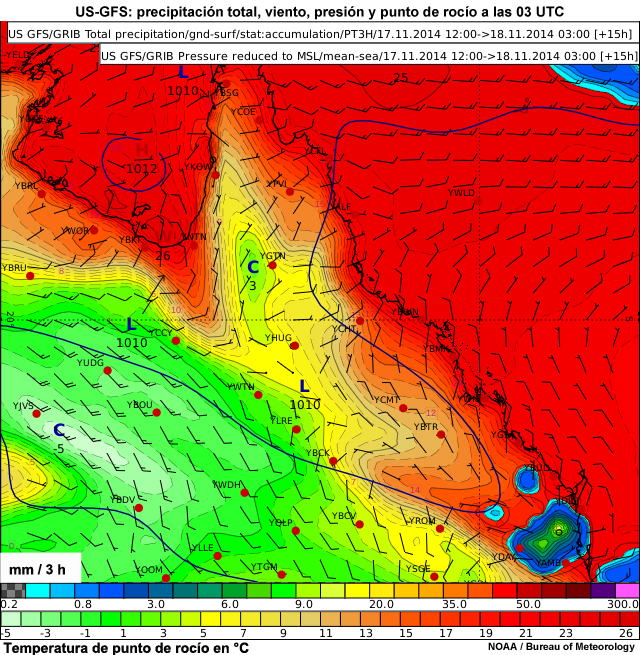 US-GFS: precipitaciones a las 03 UTC