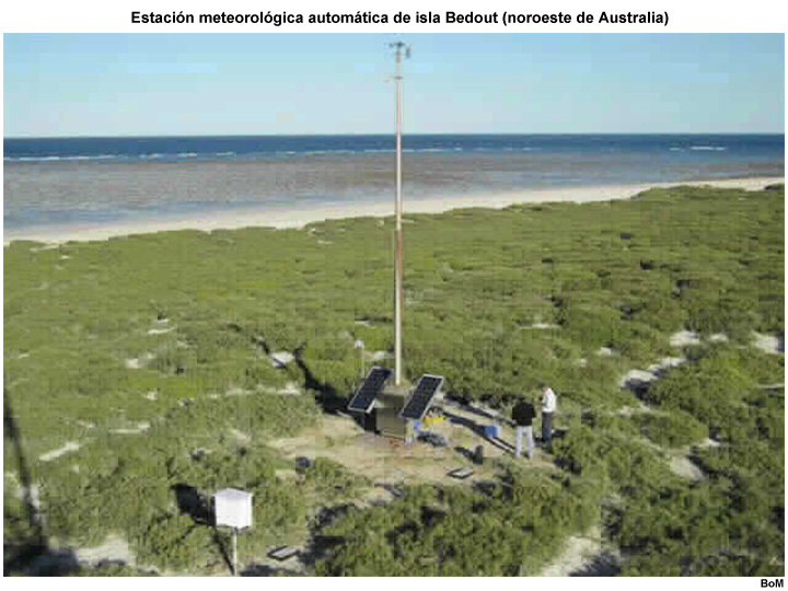 Foto de la estación meteorológica automática de la isla Bedout (noroeste de Australia)