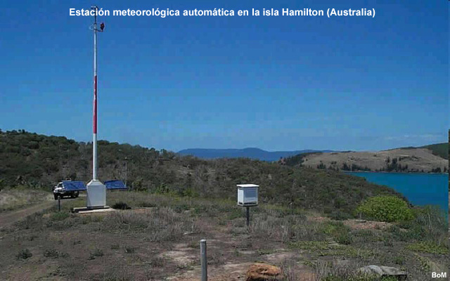 Foto de la estación meteorológica automática de la isla Hamilton