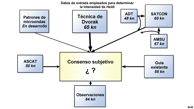 Valores de intensidad de entrada empleados para determinar la intensidad de Heidi