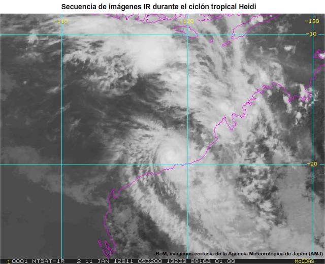 Imagen satelital IR de Heidi, enero de 2012