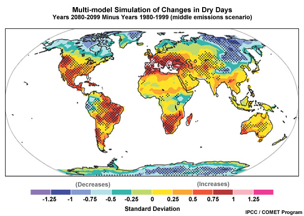 IPCC projection of dry days IPCC projection of dry days