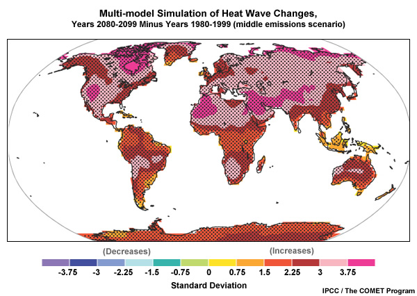 IPCC projection of heat waves IPCC projection of heat waves