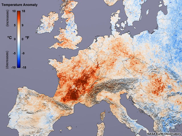 Temperature anomalies during 2003 European heat wave Temperature anomalies during 2003 European heat wave