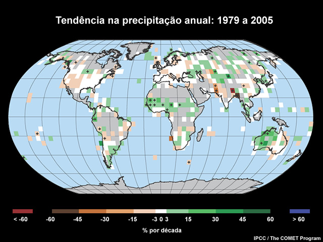 Tendência na precipitação anual: 1979 a 2005 Tendência na precipitação anual: 1979 a 2005