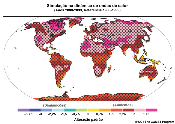 Projeção no número de ondas de calor (IPCC) Projeção no número de ondas de calor (IPCC)
