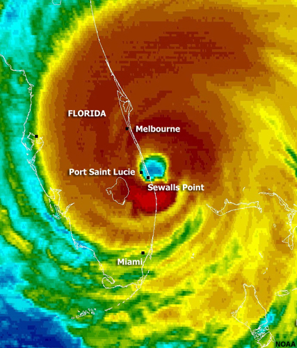 Hurricane Jean at landfall, 26 Sep 2004, 0315 UTC