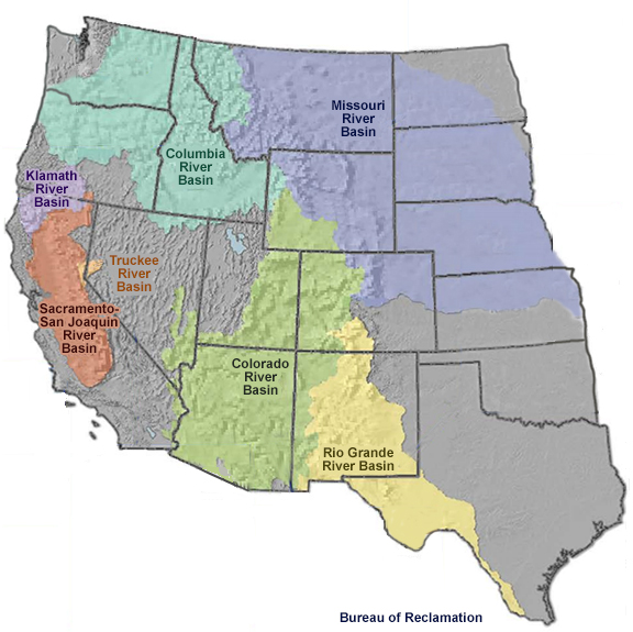 River basins in the western U.S.