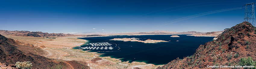 Low water levels in Lake Mead.