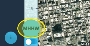 Sea Level Change, screenshot of NOAA’s Sea Level Rise Viewer's slider button.