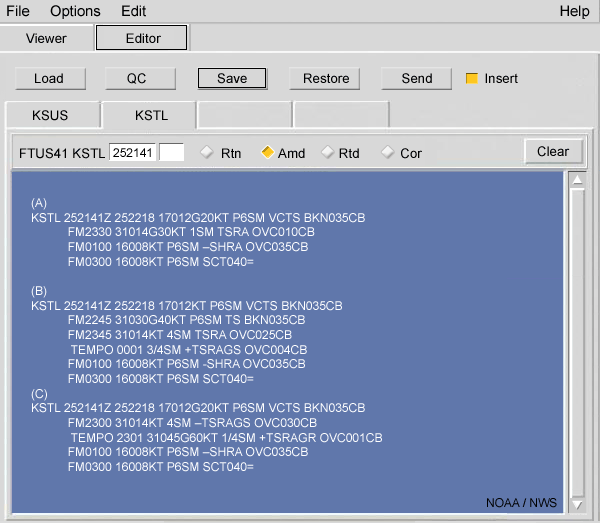 Opciones de TAF prácticamente perfecto para la actualización de 252141Z 252218 en KSTL