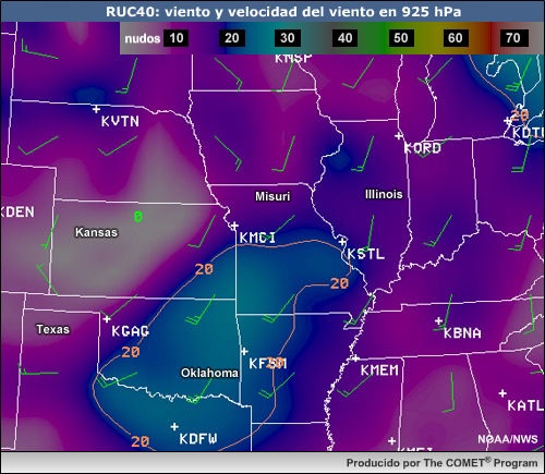 Análisis RUC del nivel de 925 hPa