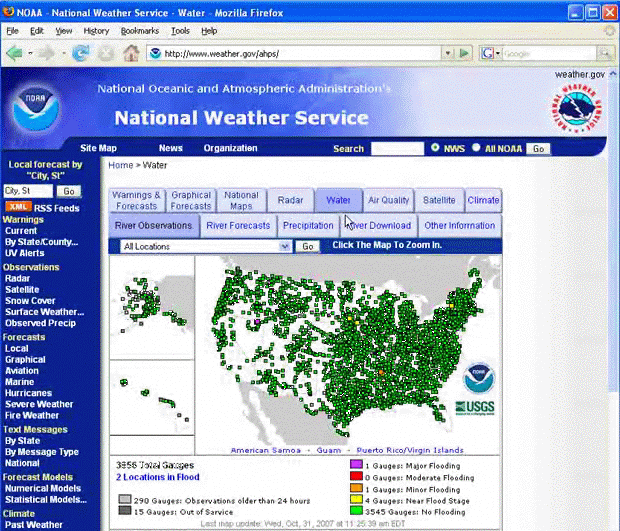 Water page from www.weather.gov
