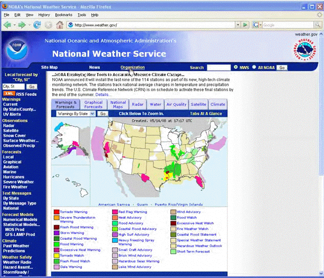 weather.gov Web Page