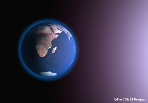 Animation showing how the sun heats the atmosphere more at the equator than the poles