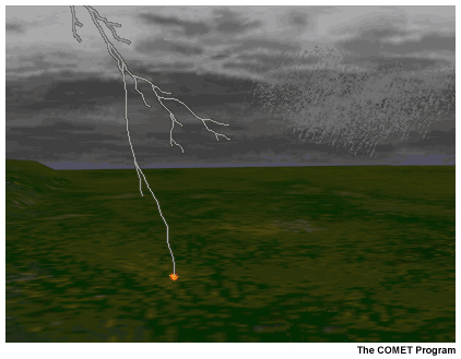 This image shows a fire starting due to lightning strike.