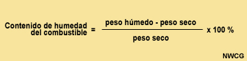 La ecuación de la humedad de los combustibles