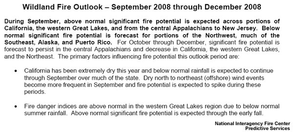 Pantallazo de perspectiva estacional de incendios forestales (Seasonal Wildland Fire Outlook) del NWS