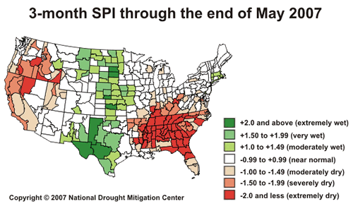 3-mo standardized precipitation index map.