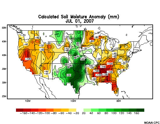 Calculated soil moisture anomaly map.