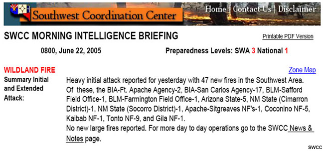 Southwest Coordination Center briefing.