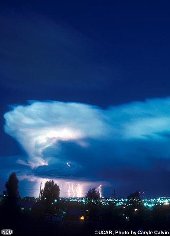 Lightning on the edge of a thunderstorm.