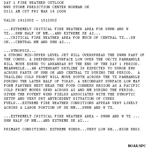 Text product from NOAA Storm Prediction Center